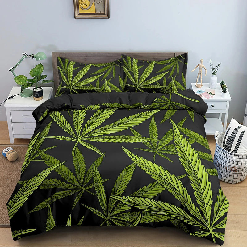 Colorful Psychedelic Weed Leaf Bedding Set