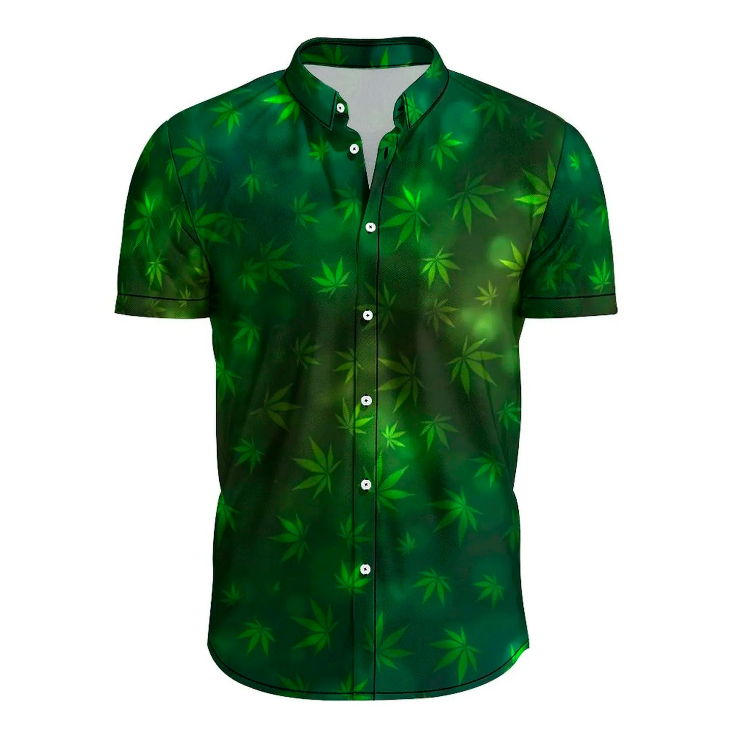 Green Weed Leaf 3D Shirt Hawaii Shirt Men Summer Short Sleeve Shirt Men Shirts 2023 Oversized 5XL Shirt Streetwear Loose Tees