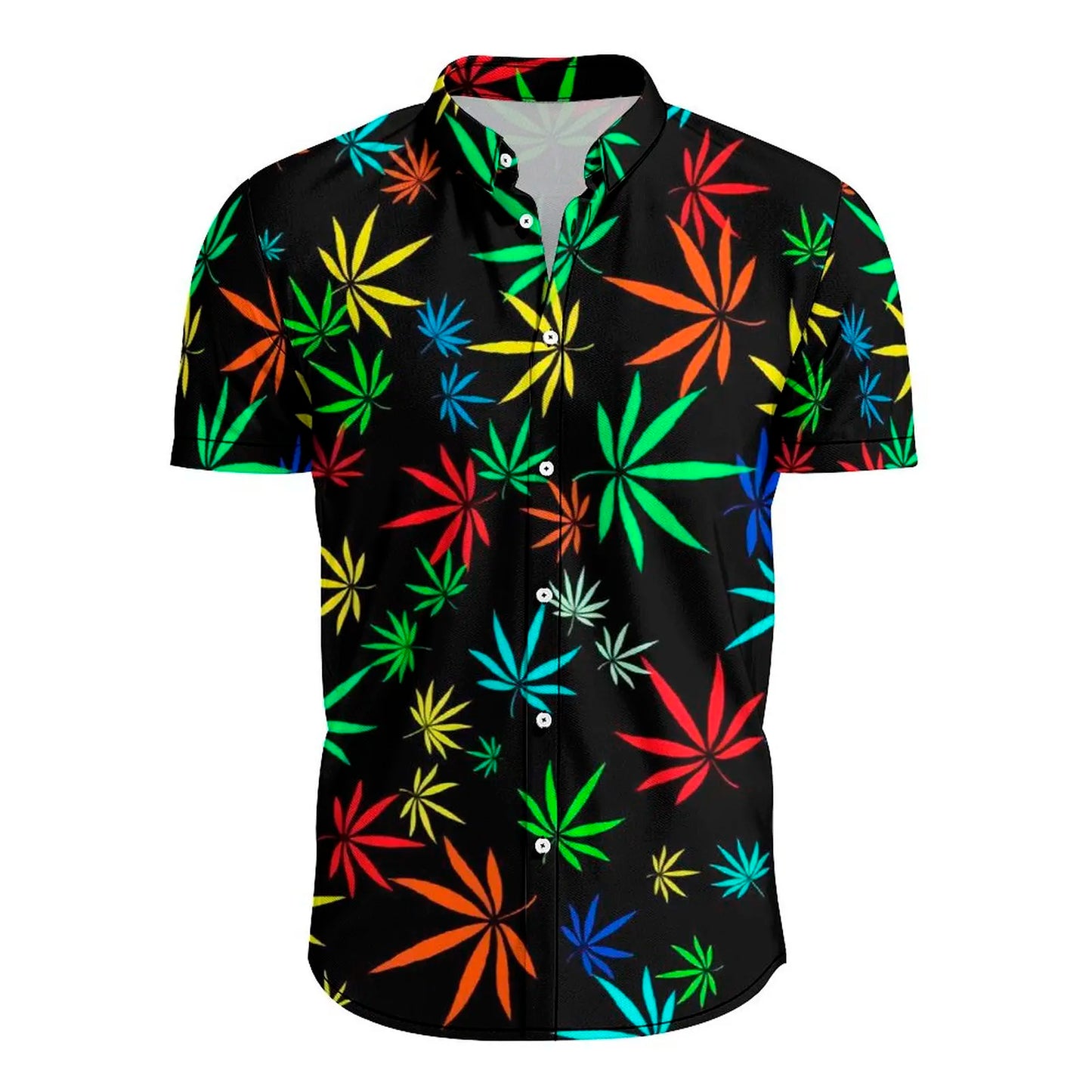 Green Weed Leaf 3D Shirt Hawaii Shirt Men Summer Short Sleeve Shirt Men Shirts 2023 Oversized 5XL Shirt Streetwear Loose Tees