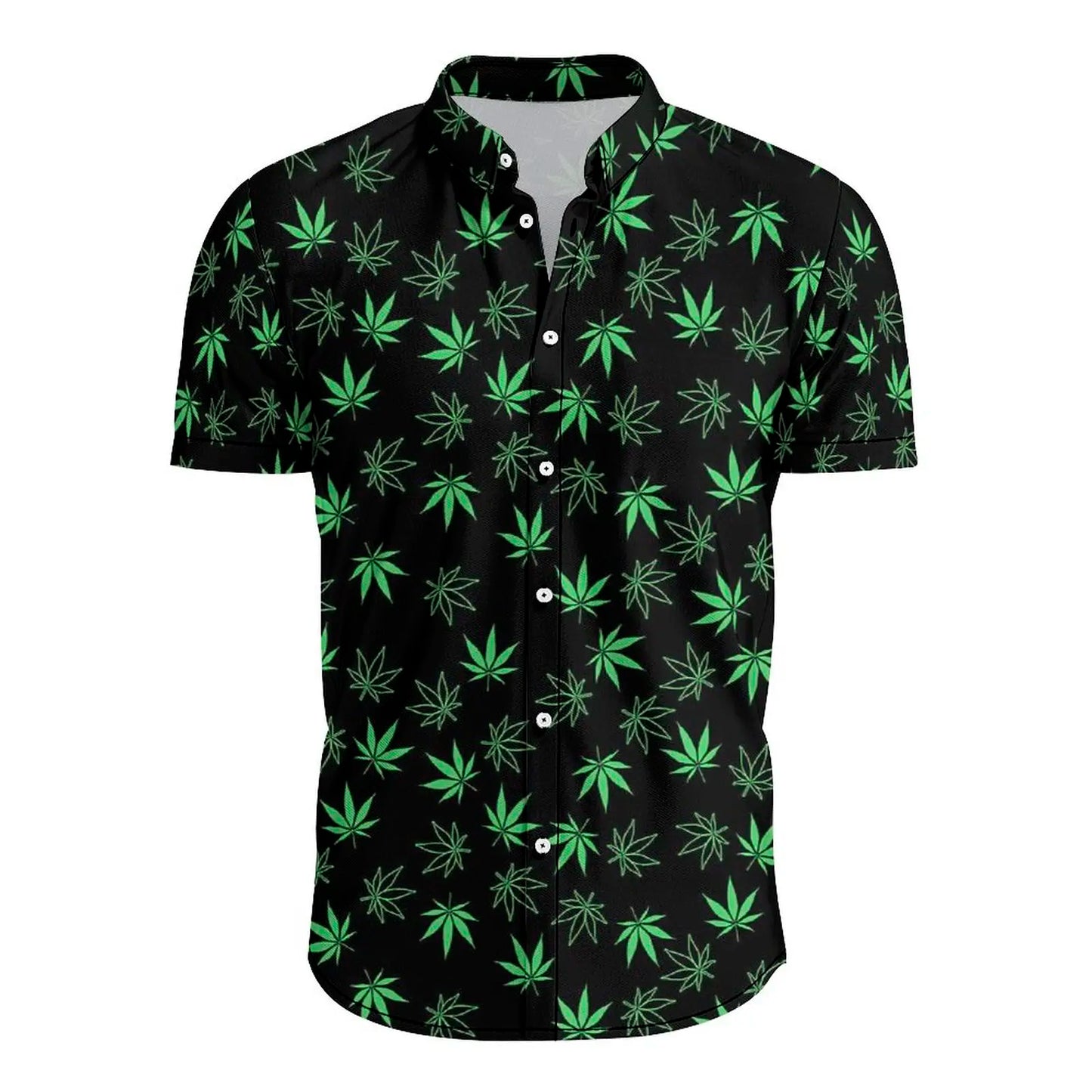 Green Weed Leaf 3D Shirt Hawaii Shirt Men Summer Short Sleeve Shirt Men Shirts 2023 Oversized 5XL Shirt Streetwear Loose Tees