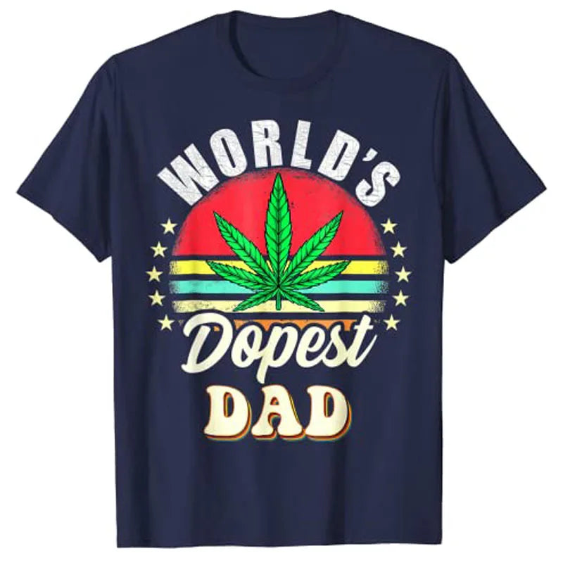 Vintage Worlds Dopest Dad Weed Cannabis Father Day T-Shirt Graphic Tee Tops Smoking Lover Apparel Gifts Customized Products