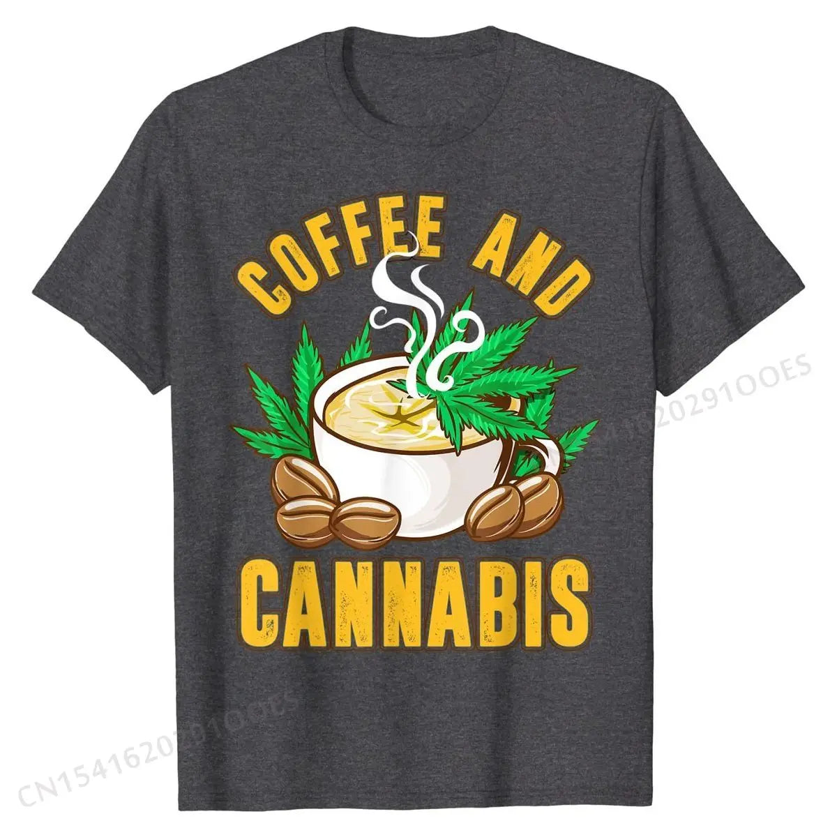 Coffee And Cannabis  Weed Humor Sayings Funny Quote T-Shirt Cotton Tops Shirts for Men Design Tshirts Custom Hot Sale