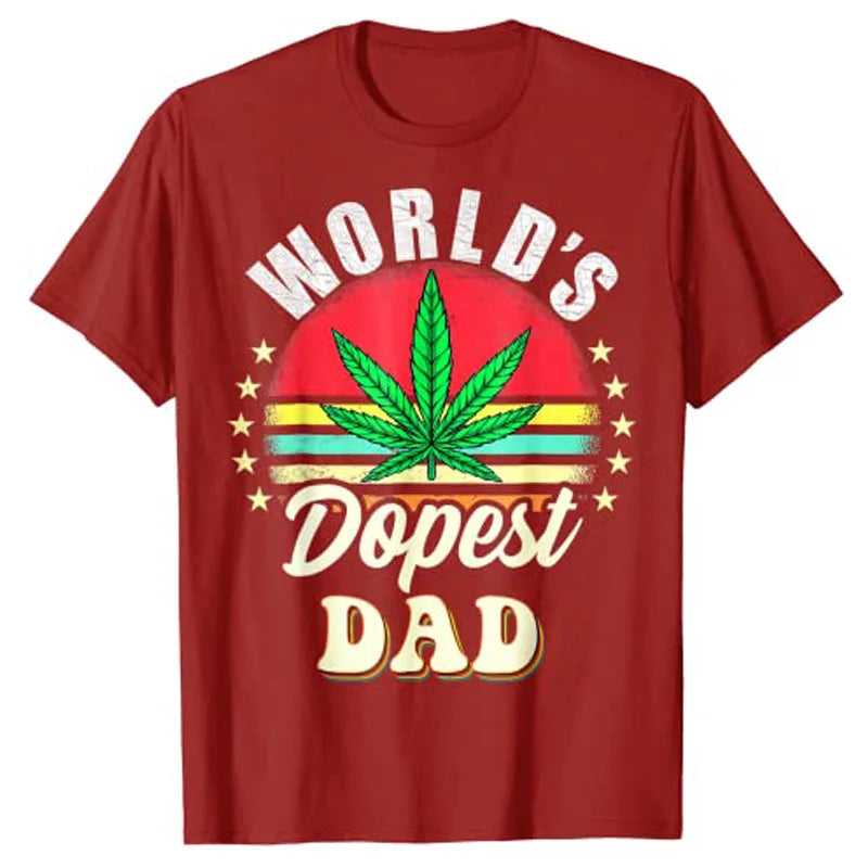 Vintage Worlds Dopest Dad Weed Cannabis Father Day T-Shirt Graphic Tee Tops Smoking Lover Apparel Gifts Customized Products