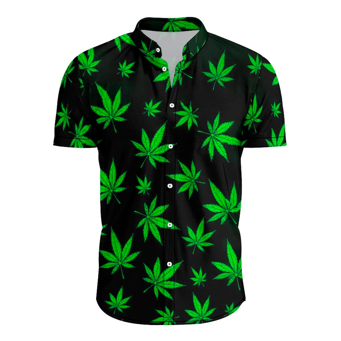 Green Weed Leaf 3D Shirt Hawaii Shirt Men Summer Short Sleeve Shirt Men Shirts 2023 Oversized 5XL Shirt Streetwear Loose Tees